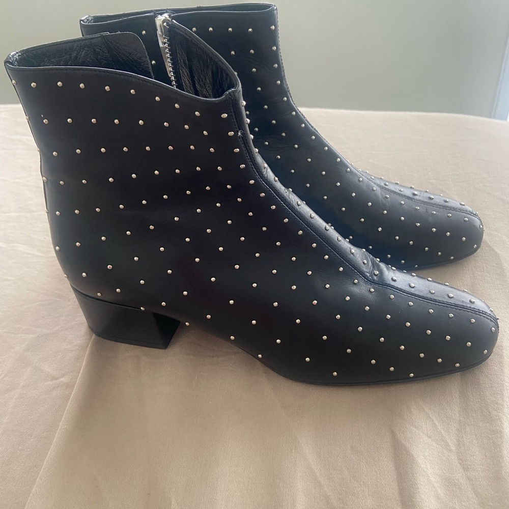Saint Laurent Black Ankle Boots with Silver Studs - Picture 8 of 10